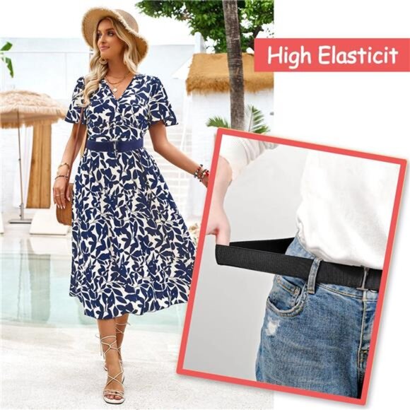 No Show Elastic Belt Women Men Adjustable Flat Buckle Invisible Waist Tuck Band - Picture 3 of 8